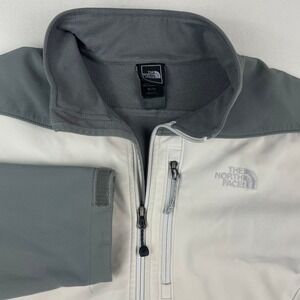 The North Face Mens Apex Softshell Jacket XL Grey White Full Zip Fleece Lined